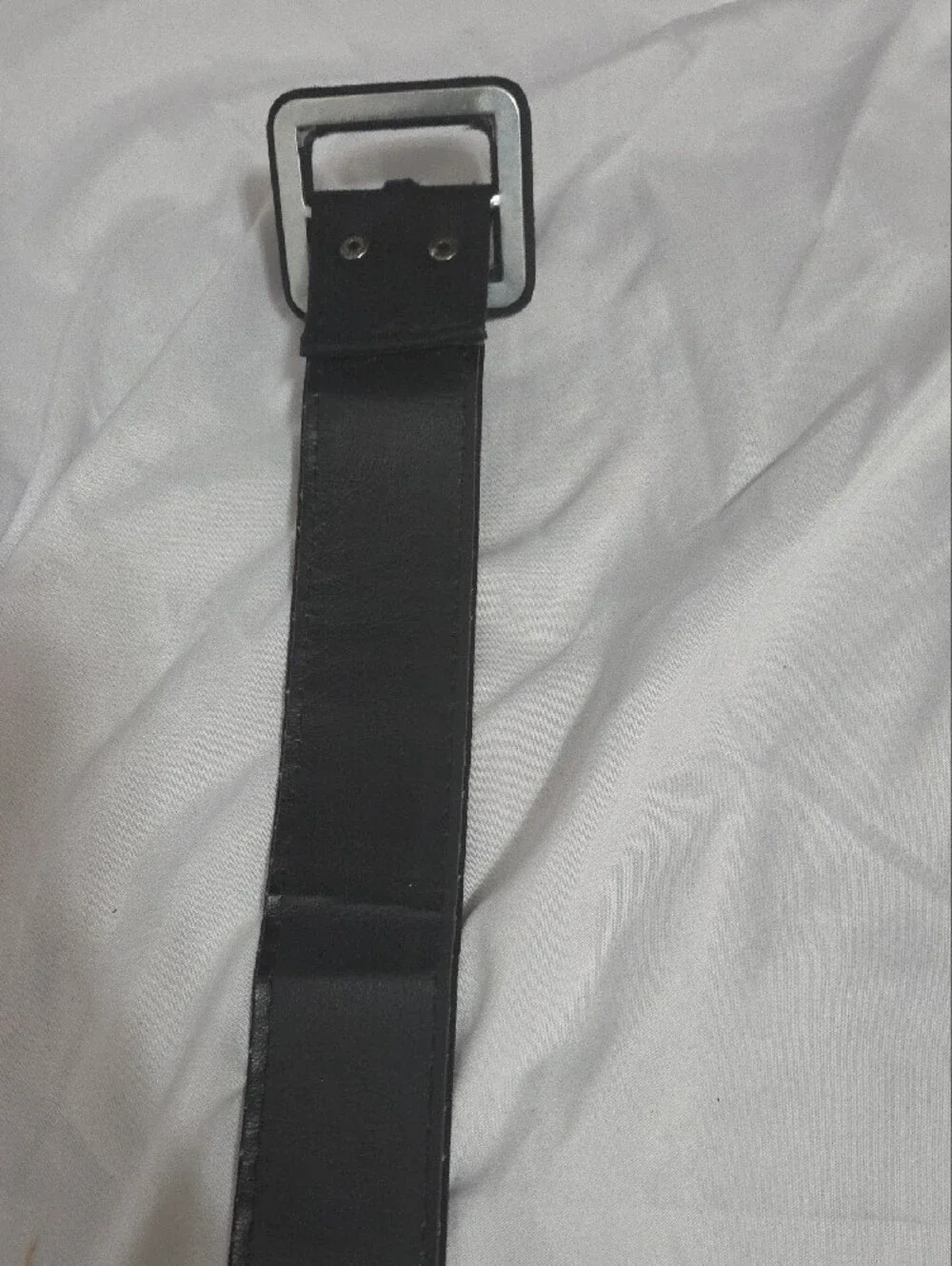 Classic Design Black Fabric Covered Belt, Square Buckle, Size 28-32, Good Cond